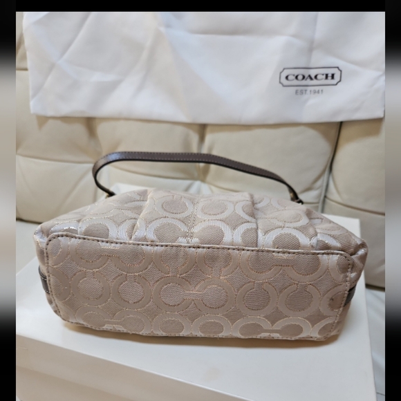 Y2K Coach Metallic Beige and Dark Brown Shoulder Bag - Picture 3 of 5